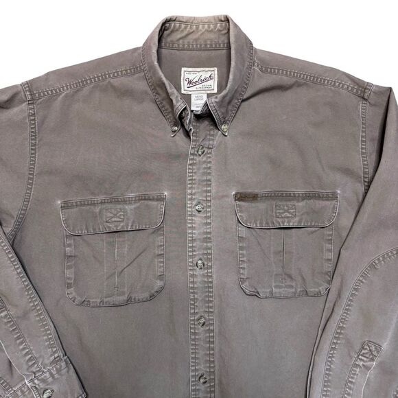 Woolrich Vintage Rugged Wear Button Front Heavyweight Shirt Size Large 90s Y2K - Picture 2 of 4